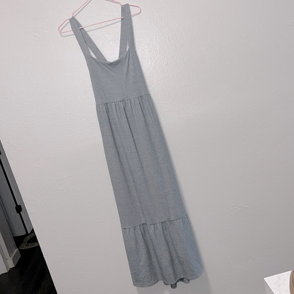 Express Heather Grey Jersey Maxi Halter Dress Wide Crisscross Straps Women Small - Picture 9 of 15